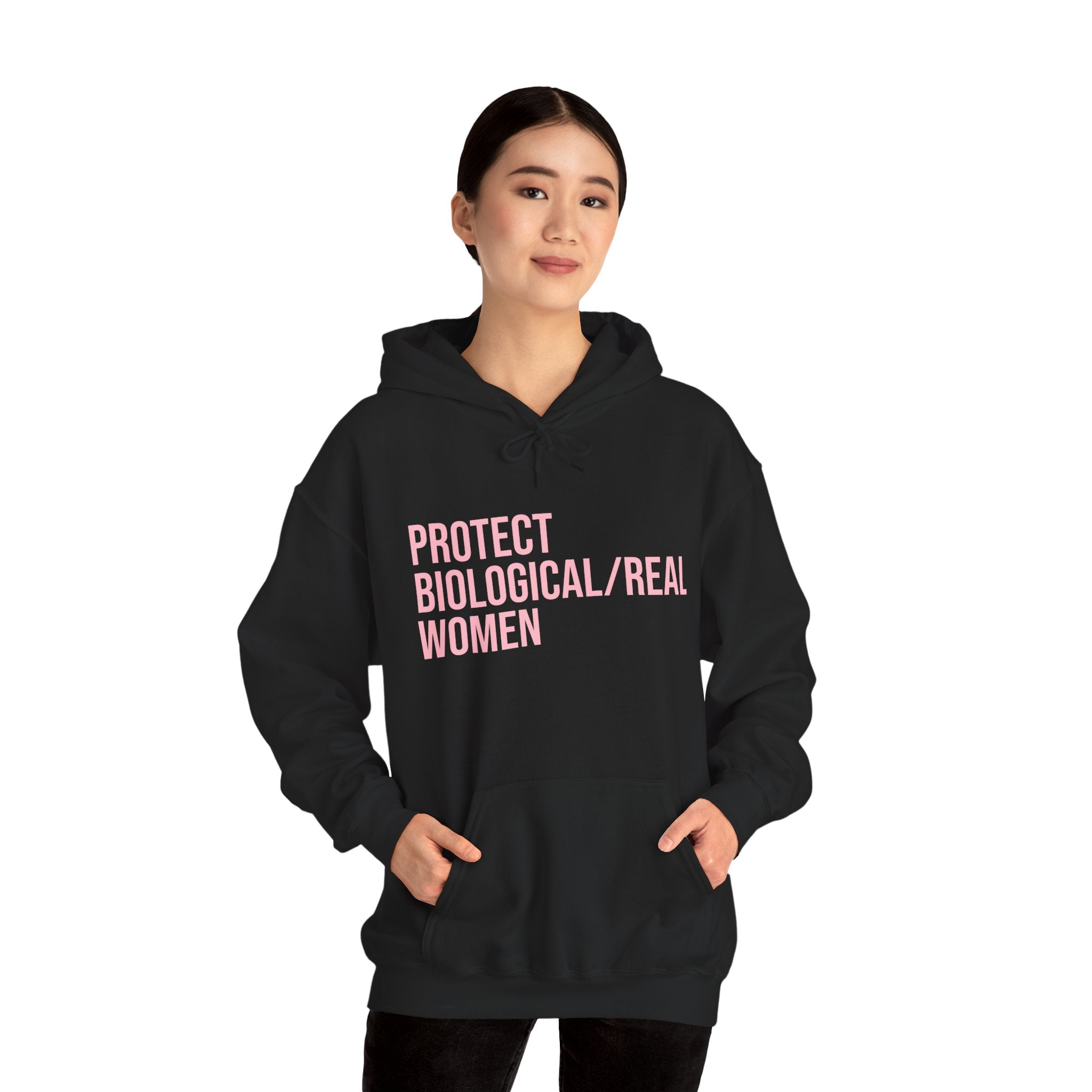 Hoodie – "Protect Biological/Real Women" Minimalist Statement Hoodie